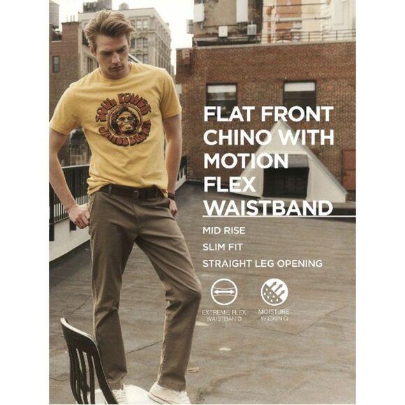 Men's Flat Front Chino with Motion Flex Waistband Khaki Pants 2-Pack Size 32X30 - Picture 9 of 9